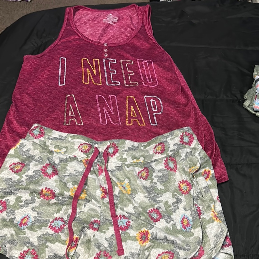 Red Sleepwear Tank Top with Humorous Print - Picture 1 of 5